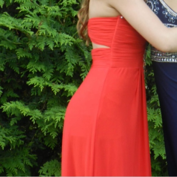 Red, strapless, jeweled prom dress/formal dress - Picture 11 of 12
